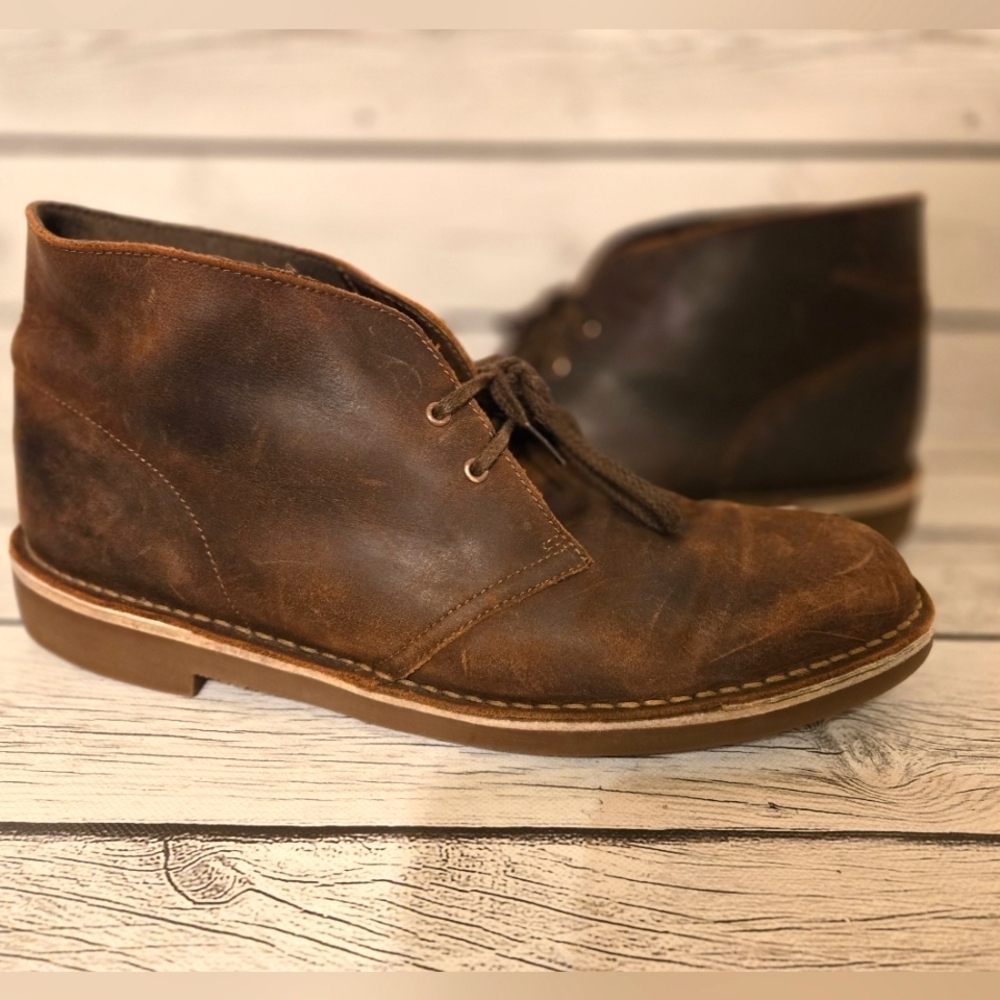 Clarks Men's Bushacre 2 Casual Chukka Boots Beeswax Dark Brown Size 11.5